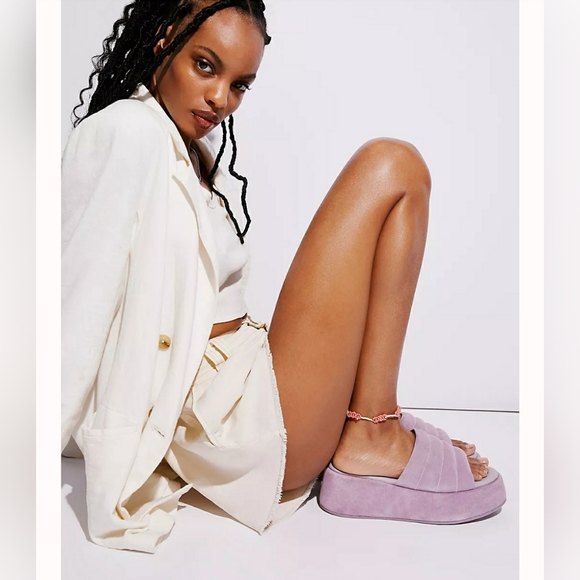 Free People Almost Paradise Suede Platform Chunky Sandals In Orchid - Picture 14 of 14